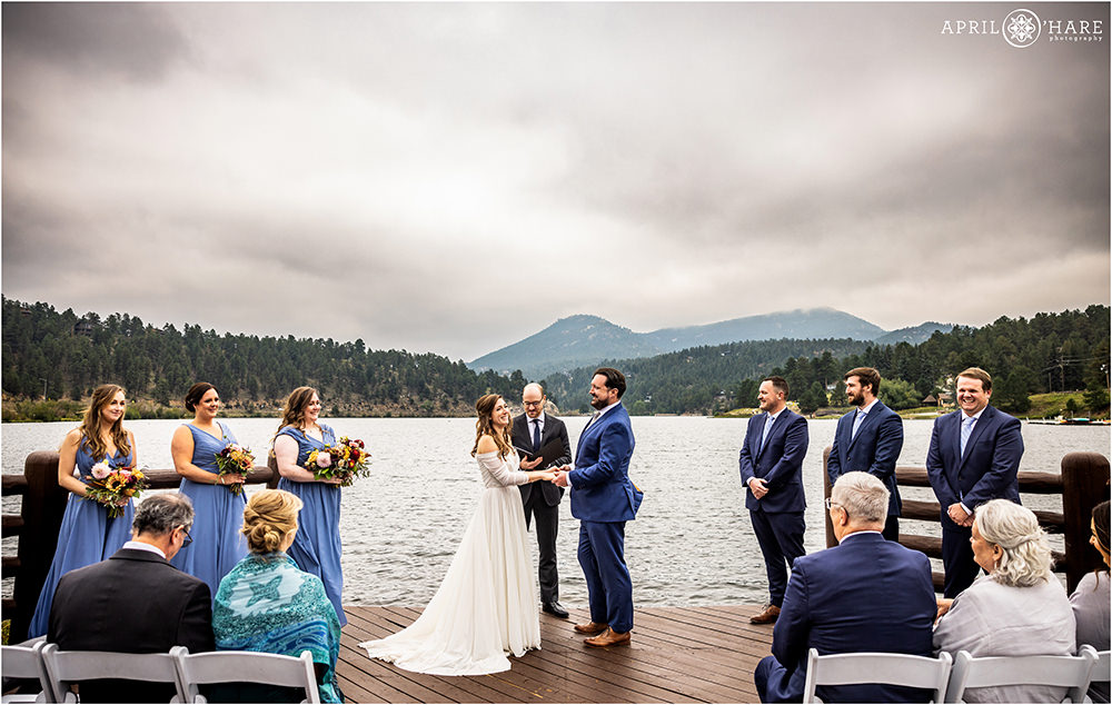 Colorado wedding at the Evergreen Lake House on a stormy day