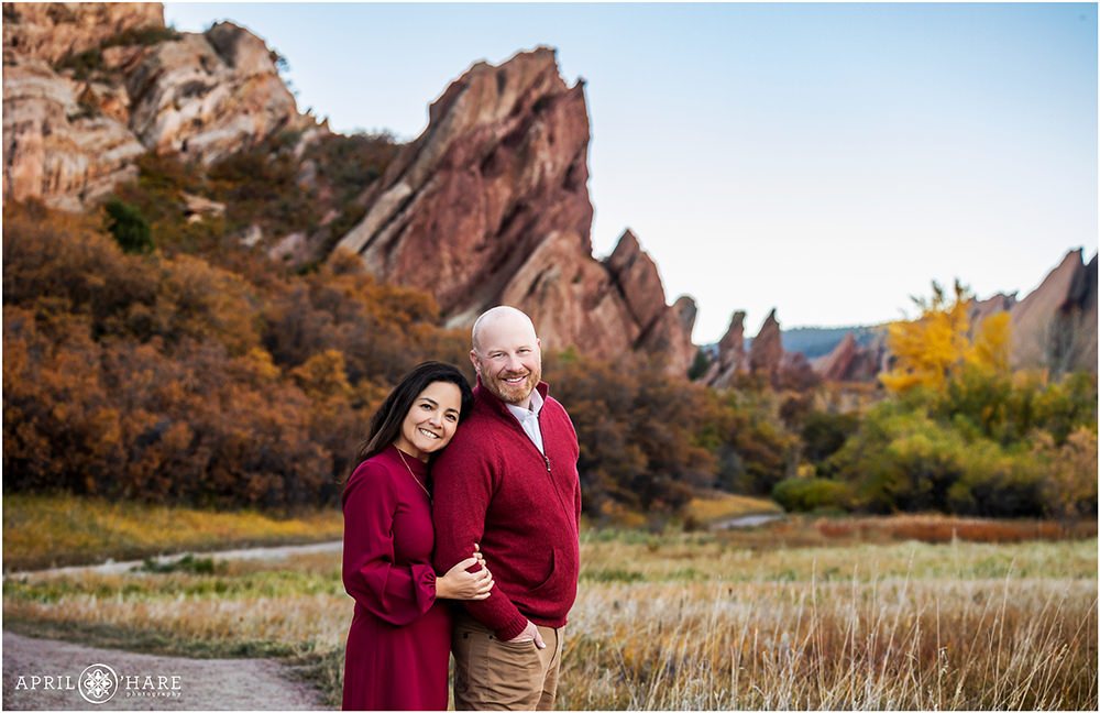Beautiful Fall Color Family Portraits at Roxborough State Park in Littleton CO