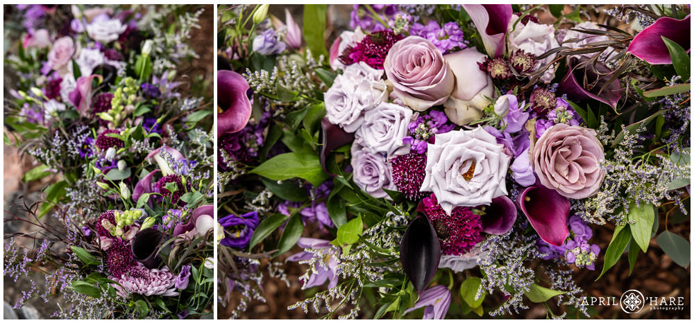 Purple bridal bouquet by Paper in Blume florist