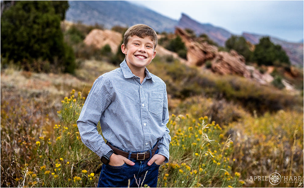 Cute photo of a boy at his family photography session at East Mount Falcon Trailhead