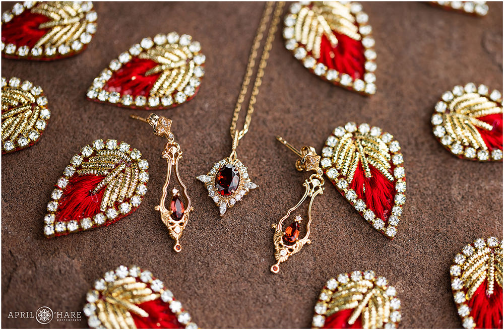 Ruby red bridal jewelry detail photo in Golden Colorado