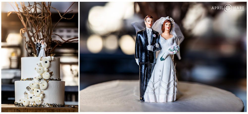 Vintage cake topper family heirloom passed down through the years at a Coohills wedding