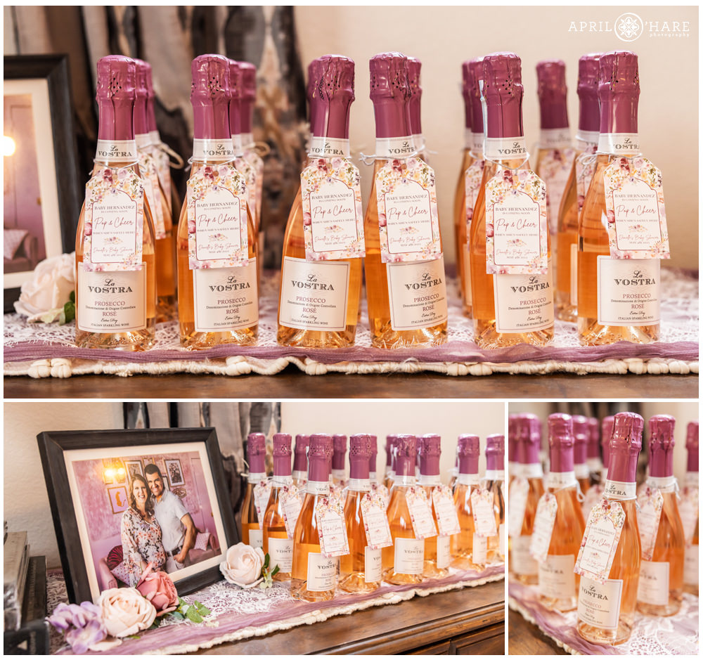 La Vostra Prosecco Pop and Cheer Once the Baby is Here Baby Shower Favors for a purple and pink floral baby shower in Denver