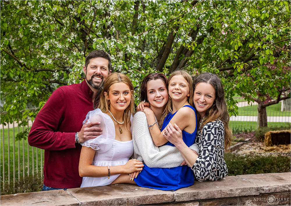 Family photos at home on a pretty spring day in Colorado