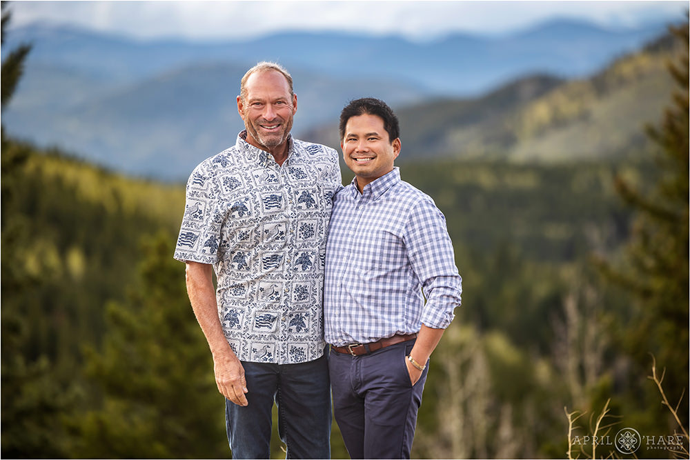 Beautiful couples portrait of a same sex couple on Squaw Pass Road in Colorado
