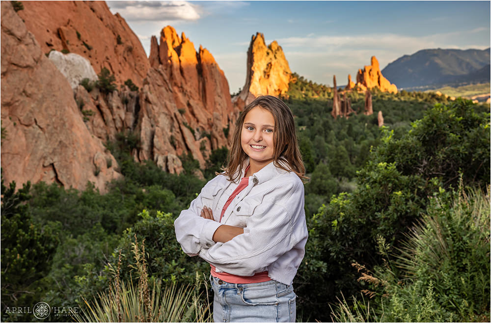 Cute portrait of a girl at her family photography shoot at Garden of the Gods in Colorado Springs