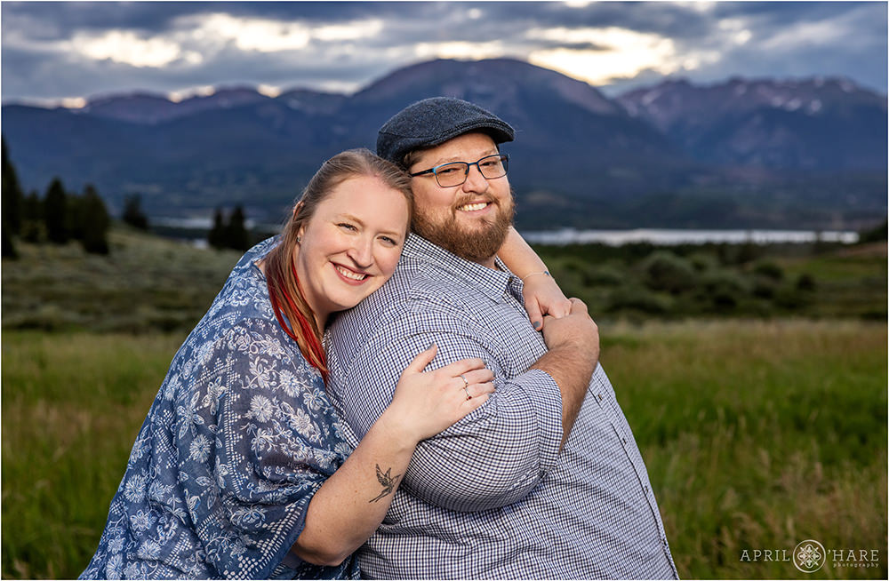 Lake Dillon Couples portrait with a mountain backdrop in Summit County Colorado