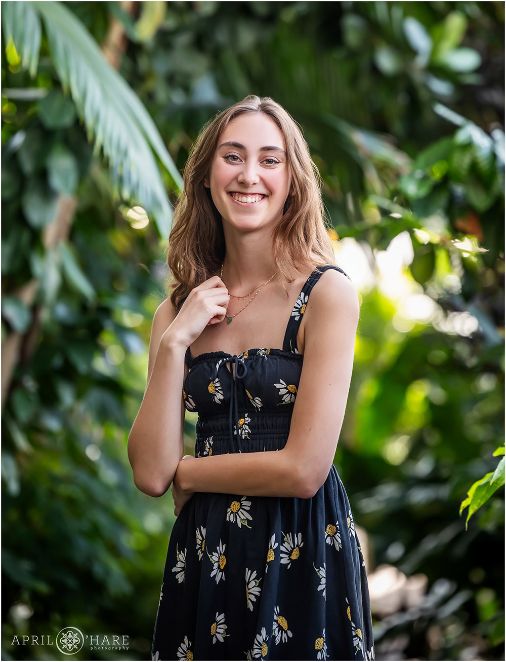 Tropical Gardens Backdrop for a senior session at Denver Botanic Gardens in Colorado