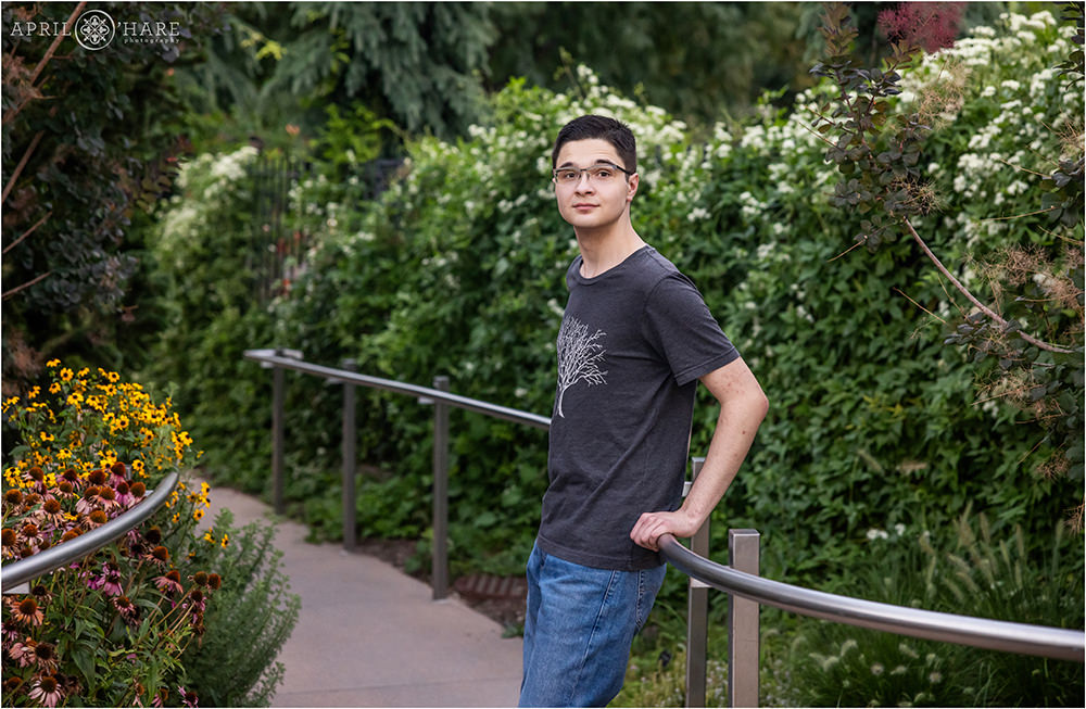 Senior photo at Denver Botanic Gardens in Colorado