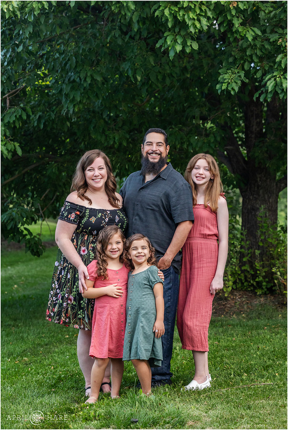 Family portrait at James A Bible Park in Denver Colorado