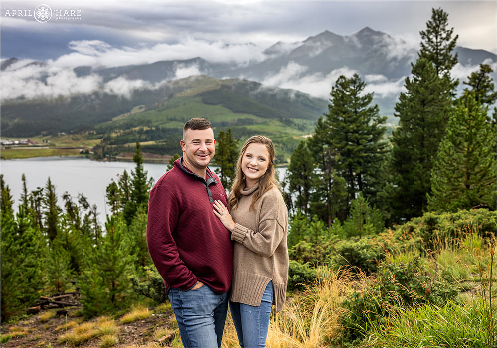 Gorgeous mountain backdrop for a summer engagement session at Sapphire Point in Colorado