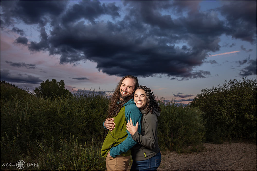 Beautiful sunset sky at an engagement session in Twin Lakes Colorado