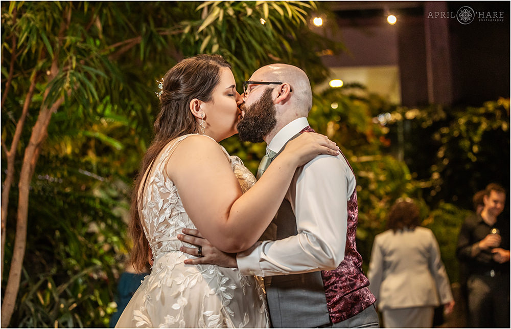 Kissing after first dance at Marnie's Pavilion