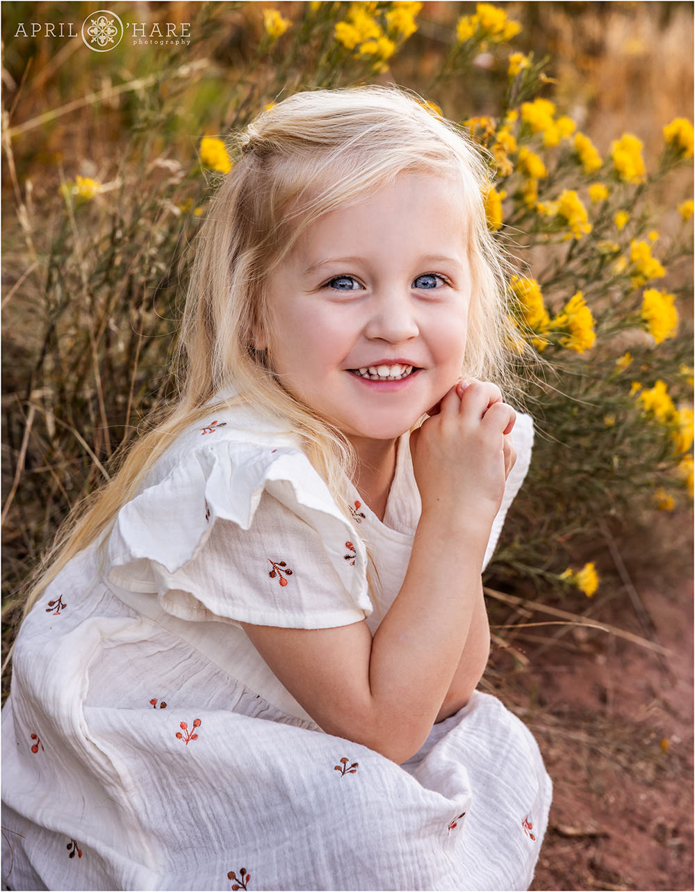 Precious photo of a little girl at her family photography session at South Valley Park in Littleton Colorado