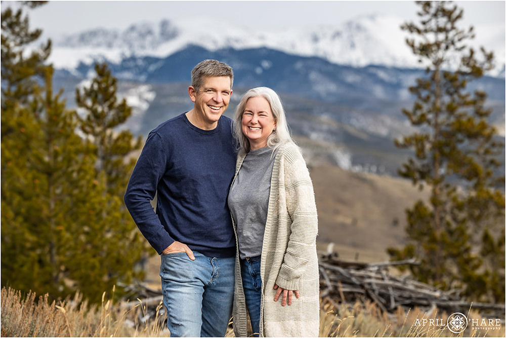 Beautiful Mountain Backdrop for a couple at their family photography session in Tabernash, Colorado