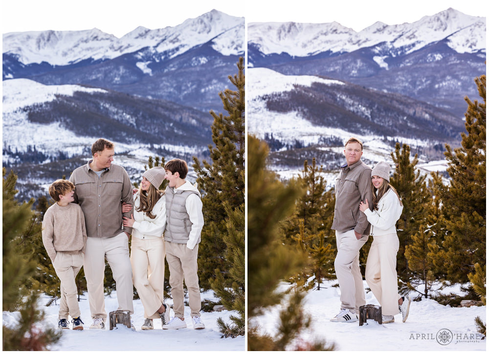 Adorable family of four ski holiday photos in Colorado