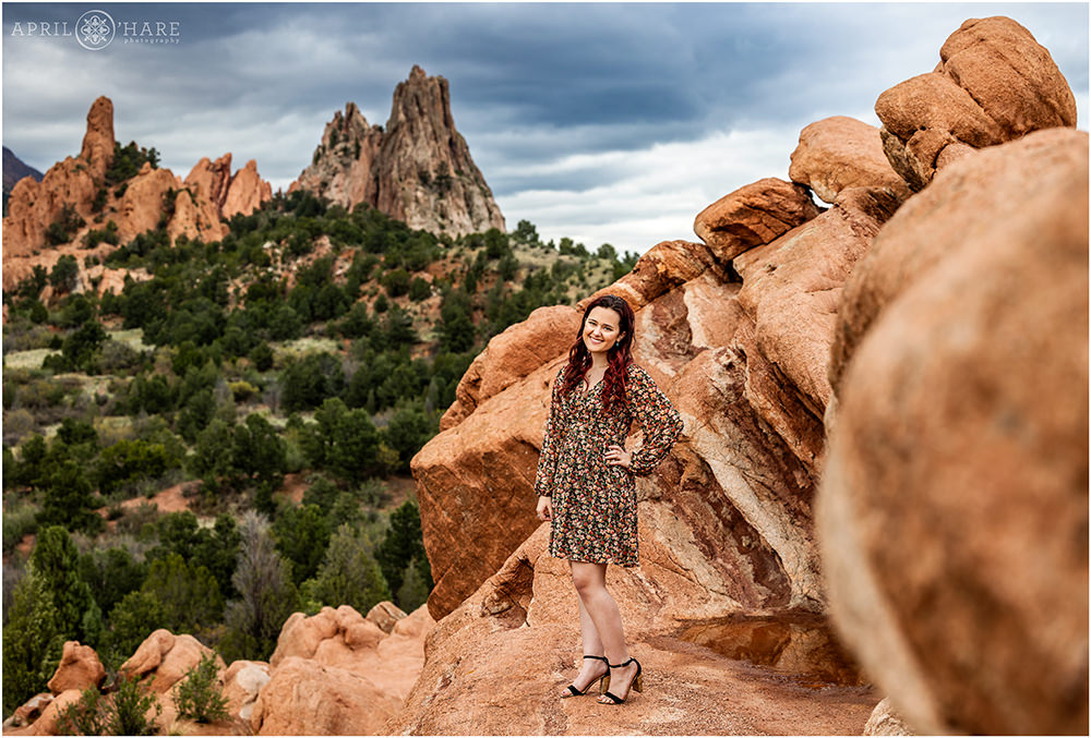 Grad portrait during spring at High Point in Garden of the Gods Colorado Springs