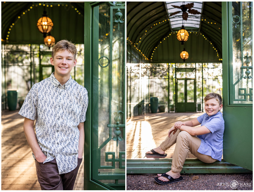 Greenhouse teen boy photos at Denver Botanic Gardens