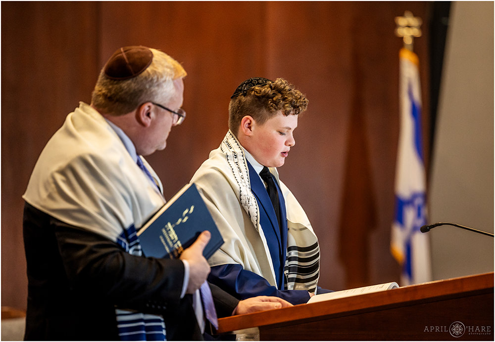Bar mitzvah rehearsal photography at Temple Sinai in Denver CO