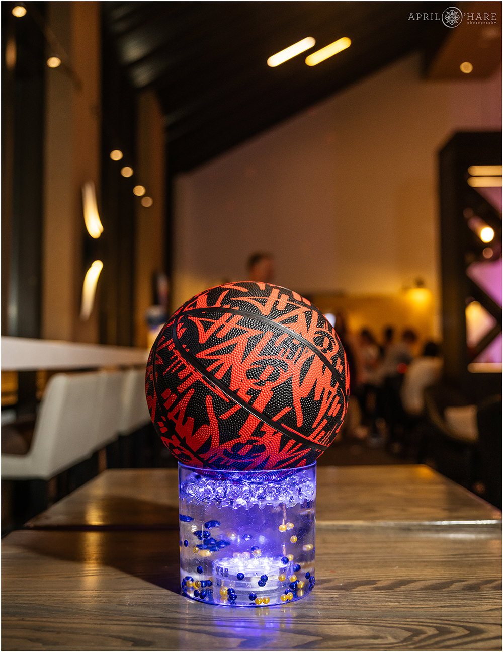 Stylish Basketball table centerpiece decor for a bar mitzvah party