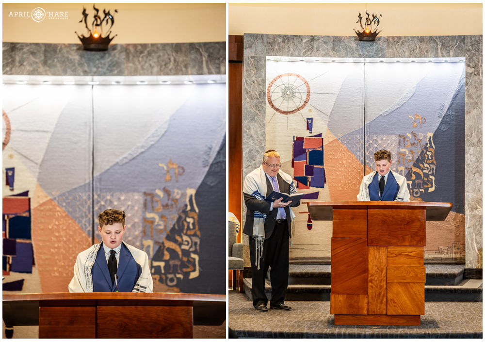 Boy runs through his service at his bar mitzvah rehearsal at Temple Sinai