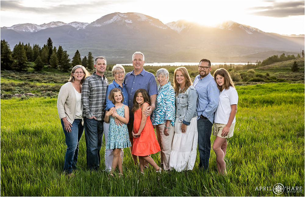 Extended family portrait at Lake Dillon in Colorado