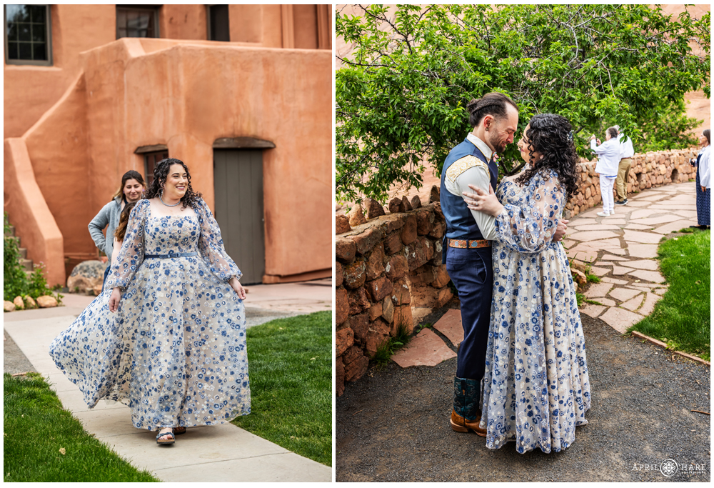 Bride walks in for a first look at Red Rocks Trading Post