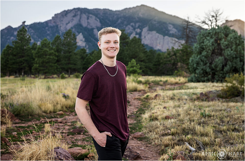 Mountain Backdrop in Boulder for a senior photography session in Colorado