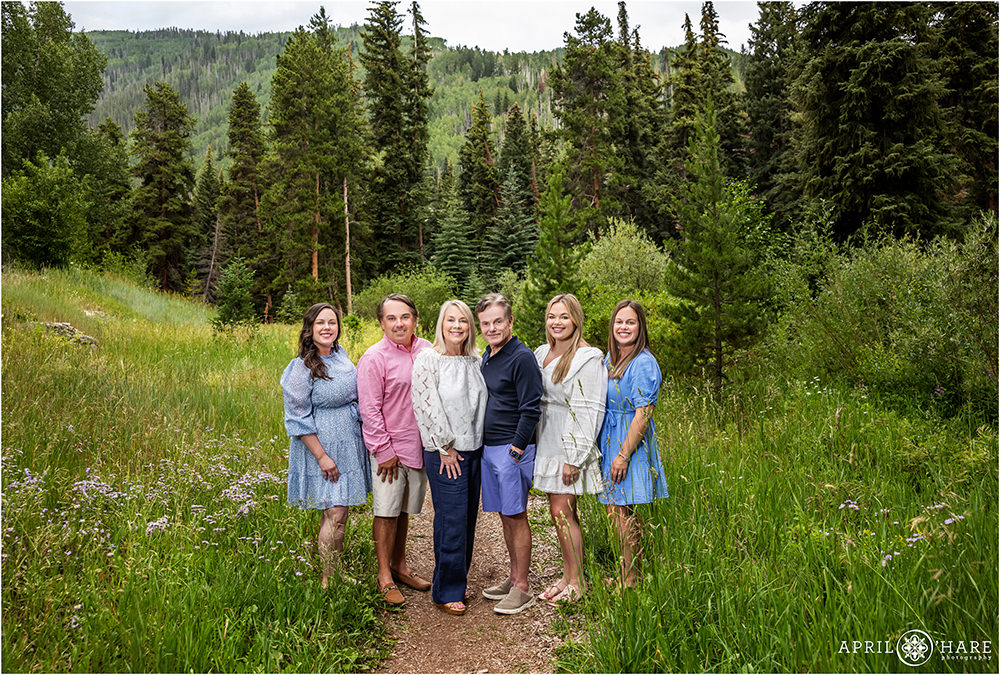 Family photo on a vacation to Vail Colorado