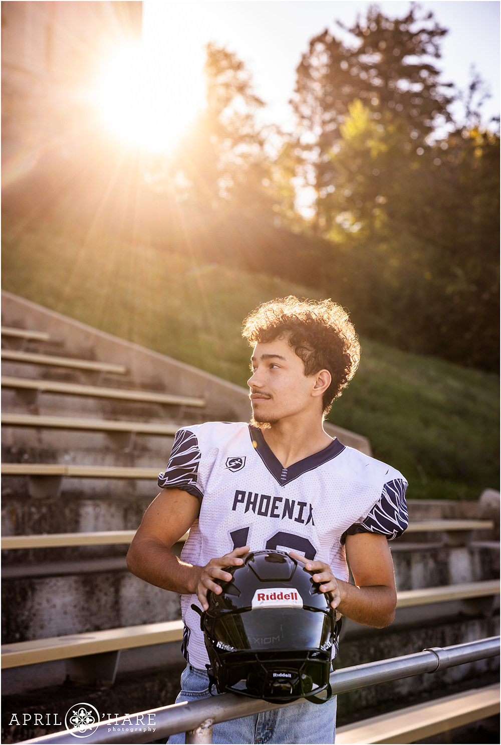 High School Senior Photography for a young football player in Boulder Colorado