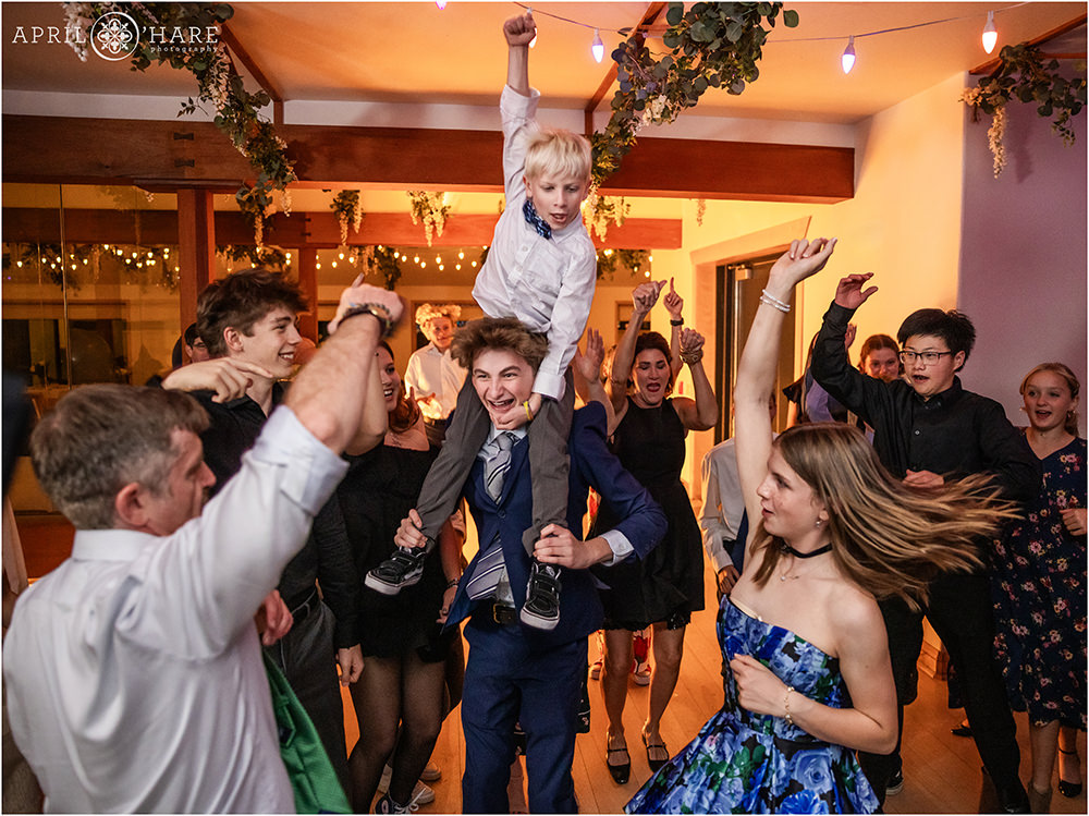Fun dance floor photo at Bat Mitzvah Party in Boulder CO