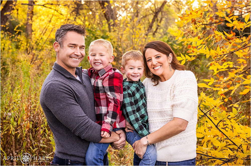 Beautiful family portrait in the fall color at Anderson Park in Wheat Ridge
