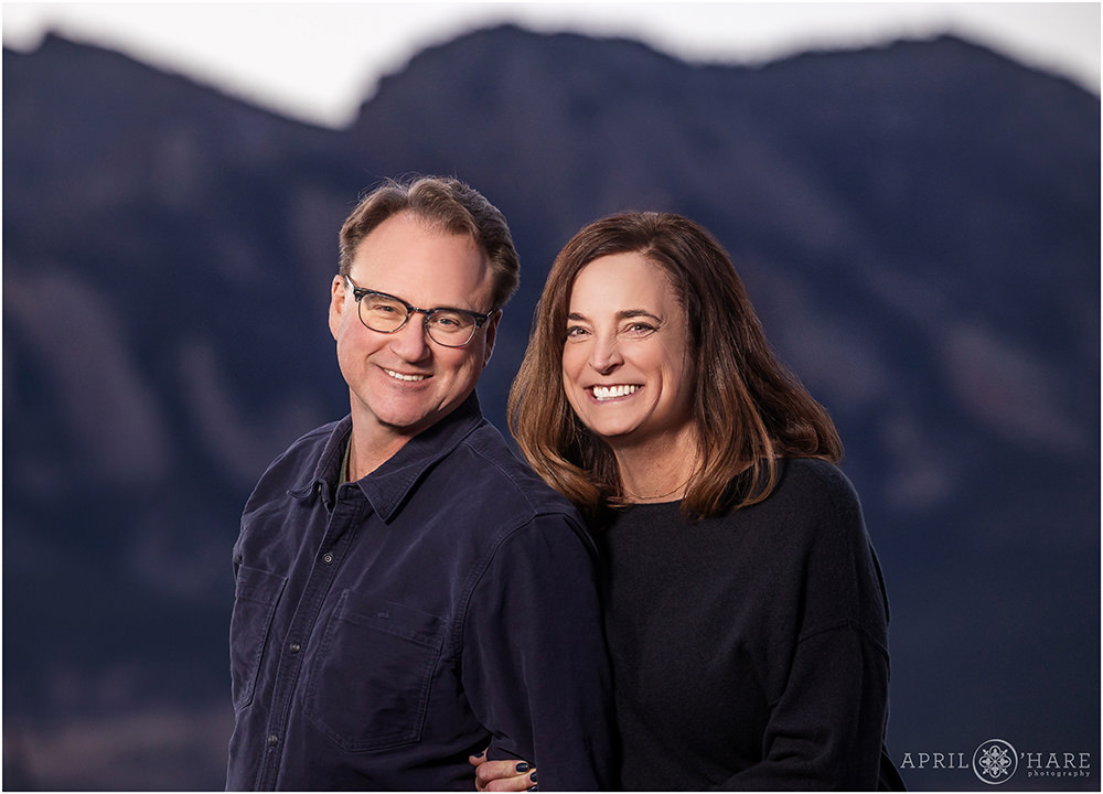 Couples portrait with Mountain Backdrop in Boulder CO