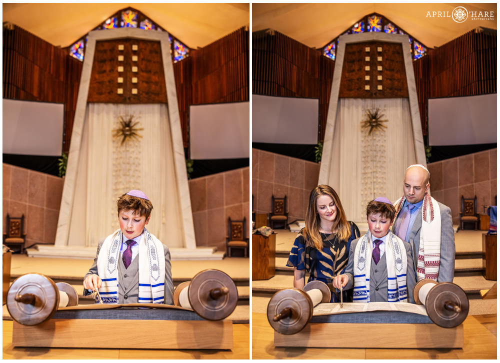 Temple Emanuel bar mitzvah photos with the torah in Denver CO