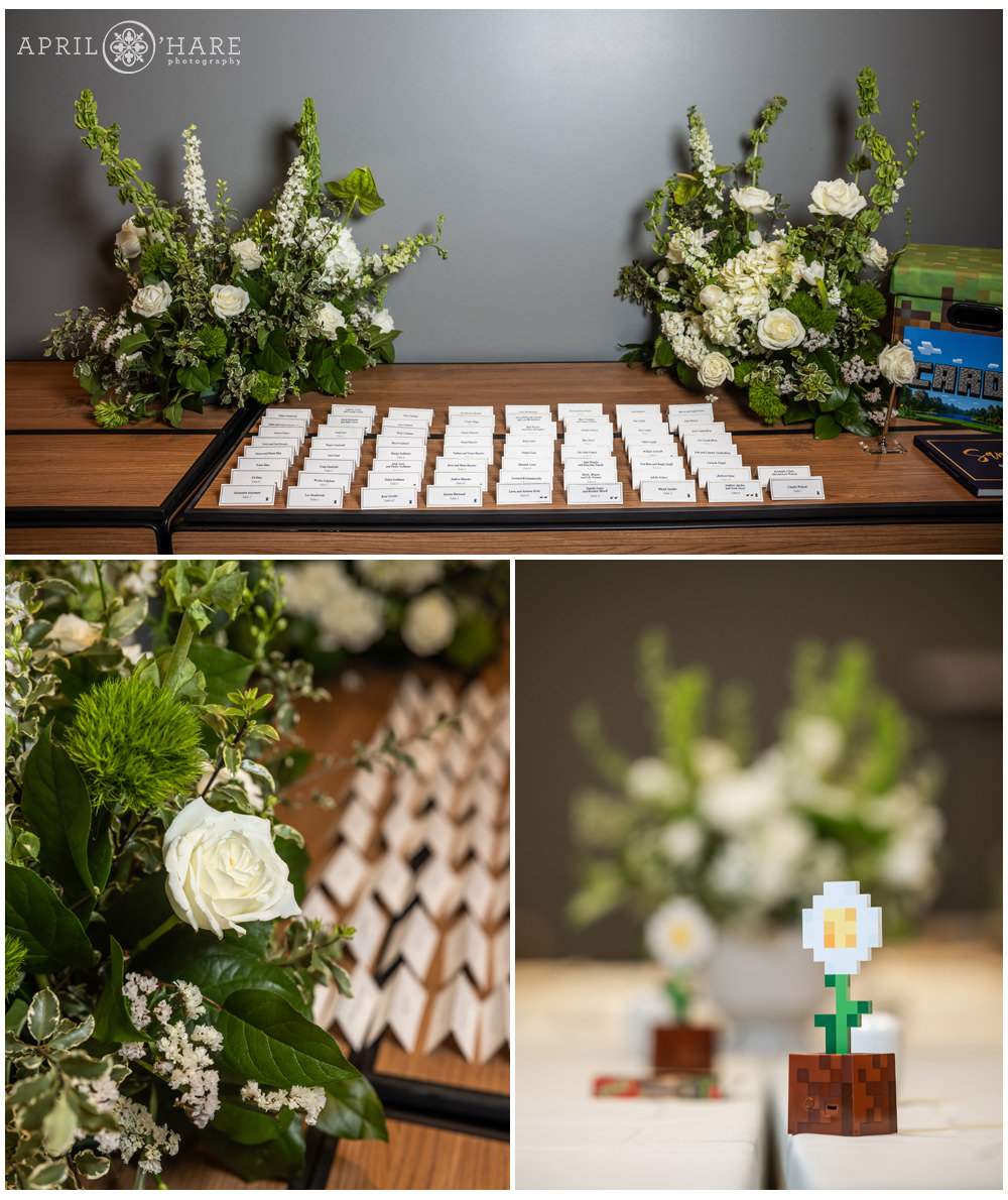 Escort cards at Bar Mitzvah Party at Limelight Hotel in Boulder Colorado