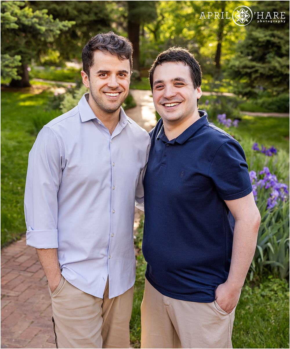 Brothers photo in the garden at Chautauqua in Boulder