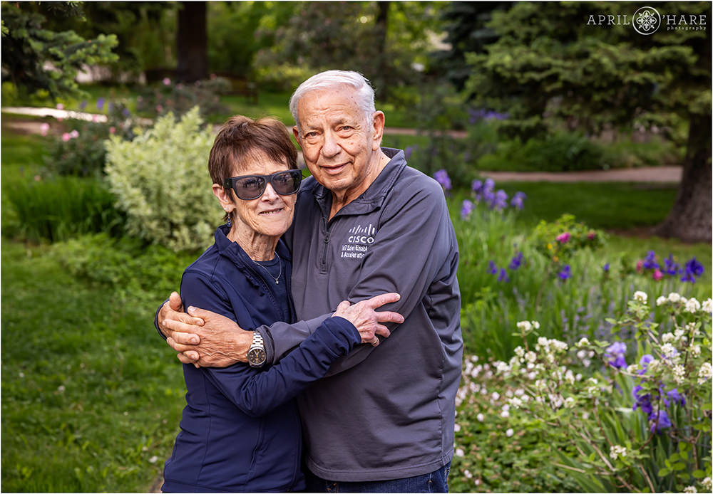 Family photography in the garden at Chautauqua Park in Boulder