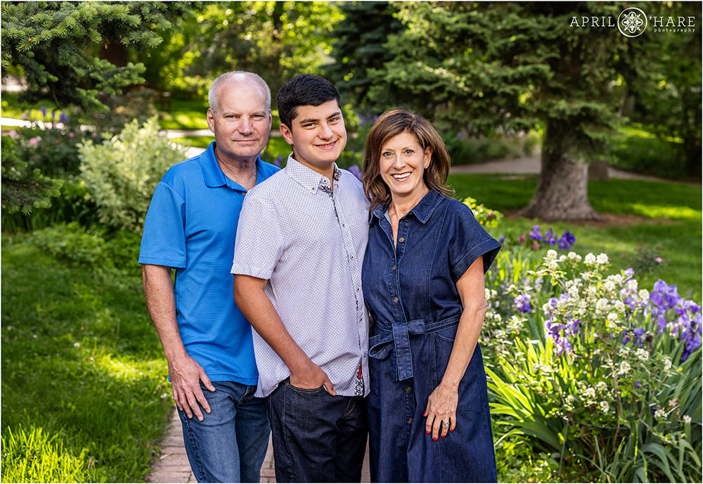 Family photos in the garden at Boulder's Chautauqua Park